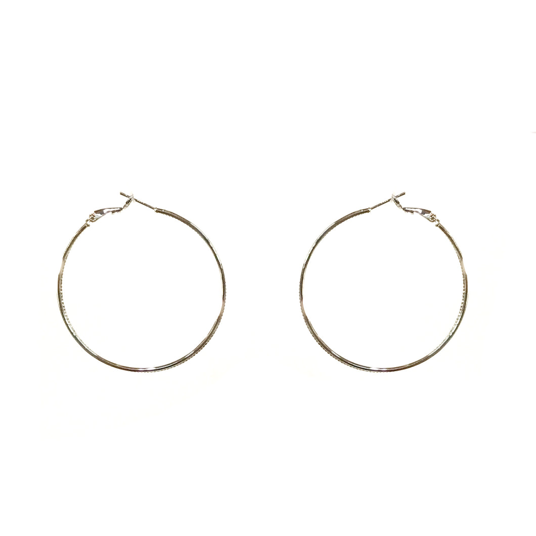 Dina, 50mm Hoop Earrings, 14k White Gold Dipped