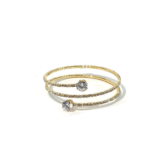 Mimosa Memory Wire Bracelet with Stones, Gold