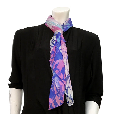 Lori, Ladies Chiffon Scarf, Leaf Pattern, Pink