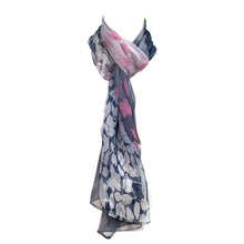 Load image into Gallery viewer, Lori, Ladies Chiffon Scarf, Leaf Pattern, Gray
