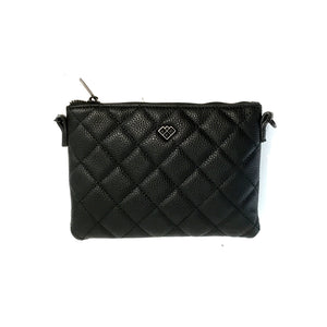 Lucy, Quilted Cross Body Bag w/Chain, Black