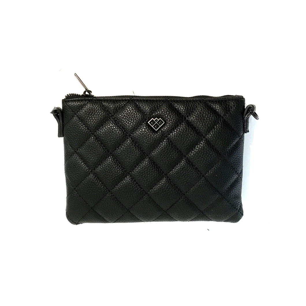 Lucy, Quilted Cross Body Bag w/Chain, Black