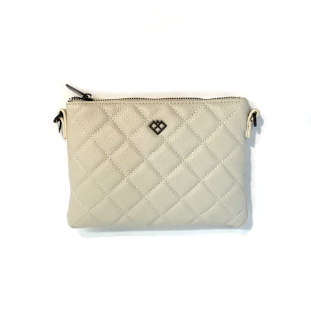 Lucy, Quilted Cross Body Bag w/Chain, Cream