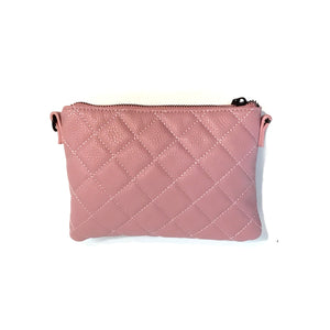 Lucy, Quilted Cross Body Bag w/Chain, Rose