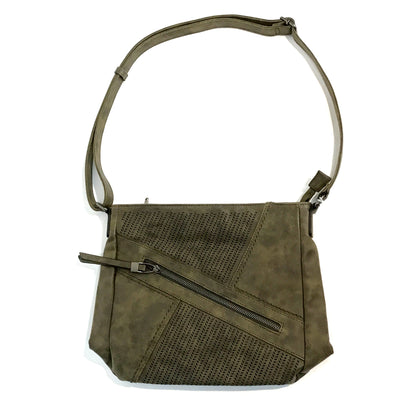 Bria Crossbody Bag with Diagonal Zip, Olive