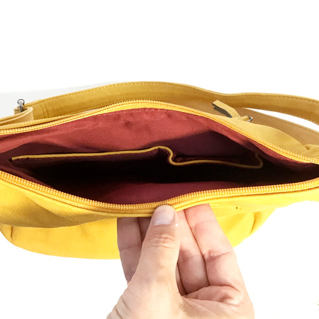 Bria 2 Zipper Front Pocket Crossbody Bag, Mustard