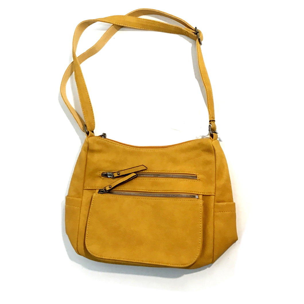 Bria 2 Zipper Front Pocket Crossbody Bag, Mustard