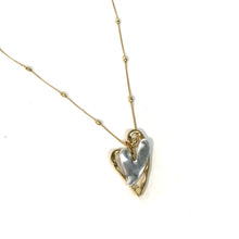 Load image into Gallery viewer, Necklace, Two-Tone Heart Pendant, Gold/Silver
