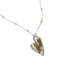 Load image into Gallery viewer, Necklace, Two-Tone Heart Pendant, Silver/Gold
