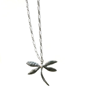 Necklace, Dragonfly Pendant, Silver