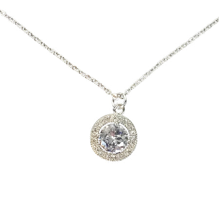 Necklace, Trina, Round Pave, Silver