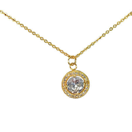 Necklace, Trina, Round Pave, Gold