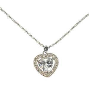 Necklace, Trina, Heart Halo, Silver