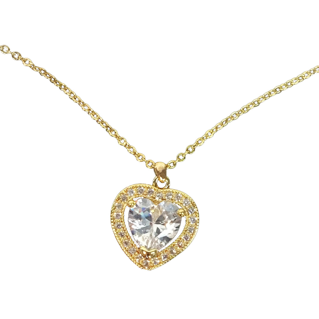 Necklace, Trina, Heart Halo, Gold