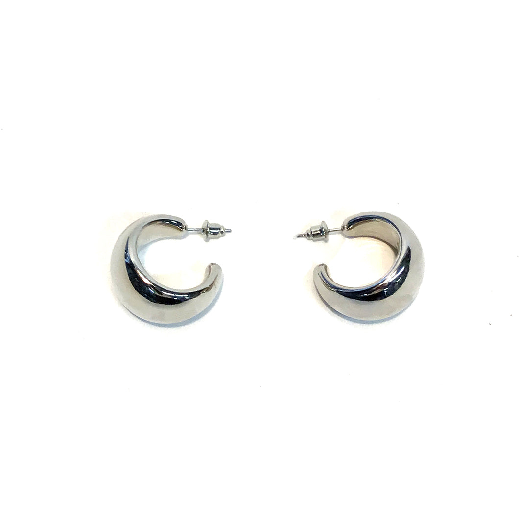 Earring, Dior, Puffy Hoop Stud, Silver