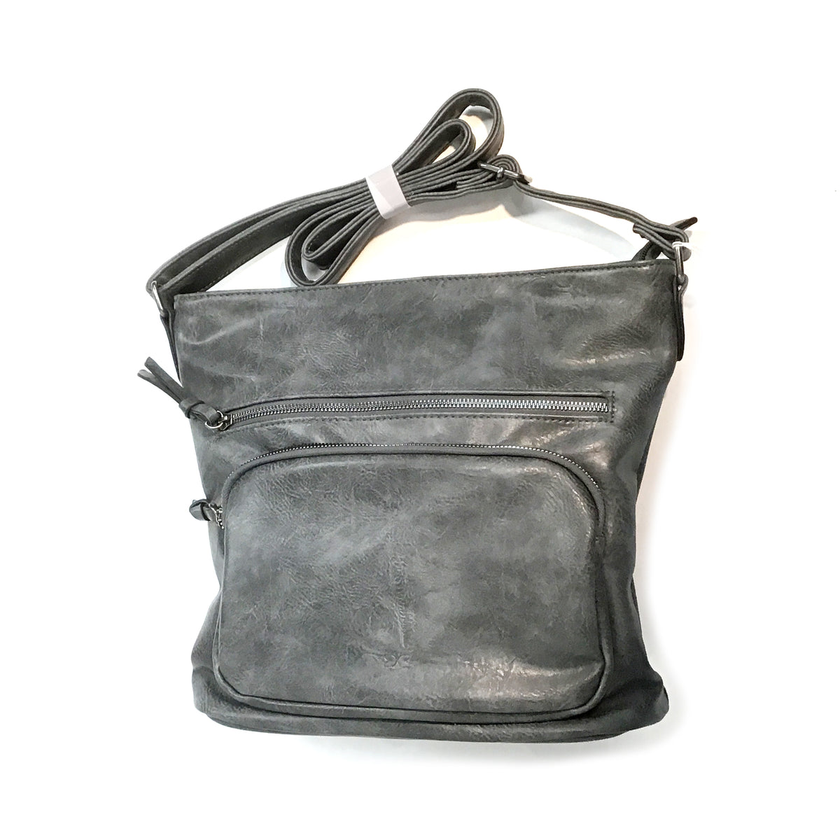 Bria 3-zip Front Pocket Crossbody Bag, Dark Gray