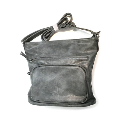 Bria 3-zip Front Pocket Crossbody Bag, Dark Gray