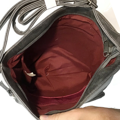 Bria 3-zip Front Pocket Crossbody Bag, Dark Gray