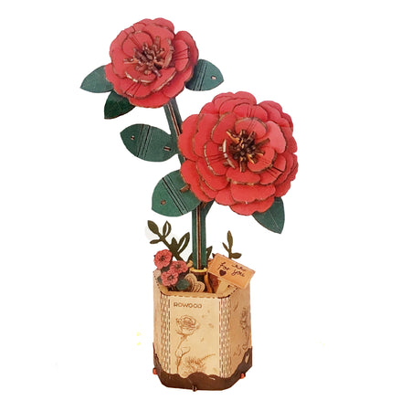 Wooden Flower Red Cameillia