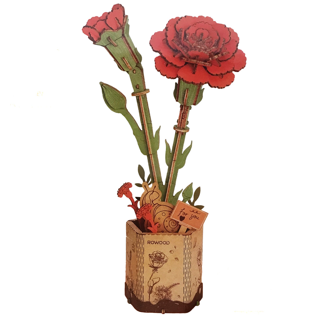 Wooden Flower Red Carnation