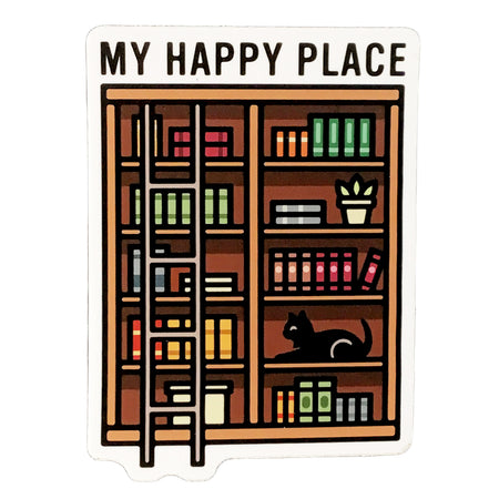 My Happy Place Book Shelf Sticker, 3in