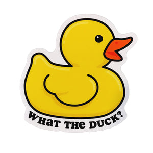 What The Duck Rubber Duck  Sticker, 3in