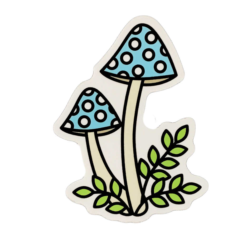 Blue Mushrooms Sticker, 3in