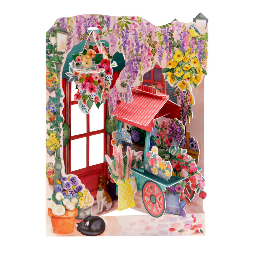 Florist & Flower Cart, 3D, Pop-Up Card