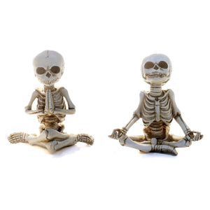 Resin Skeleton Figurine in Yoga Pose, 2 Styles