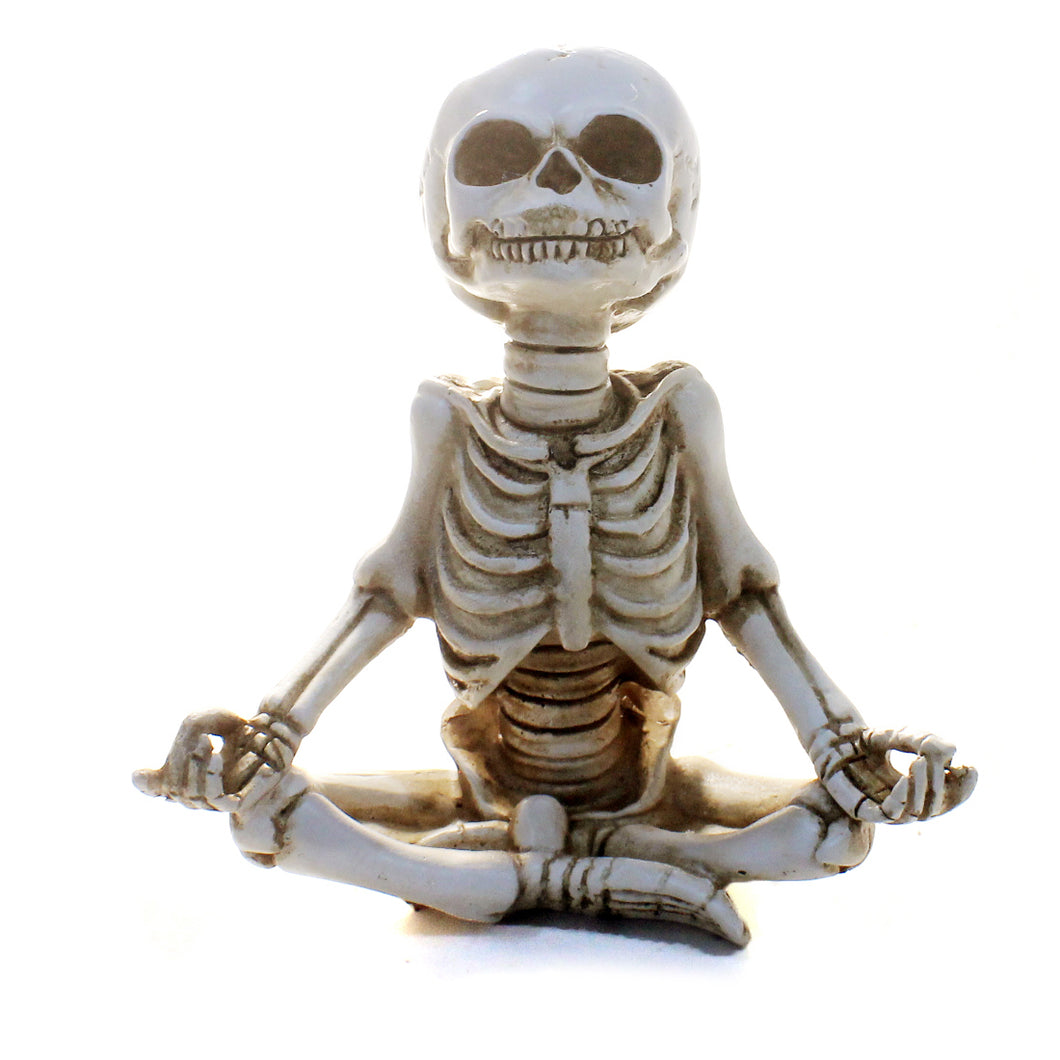 Resin Skeleton Figurine in Yoga Pose, 2 Styles