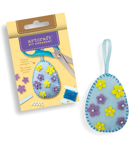 DIY Felt Blue Egg w/Flowers Ornament Kit