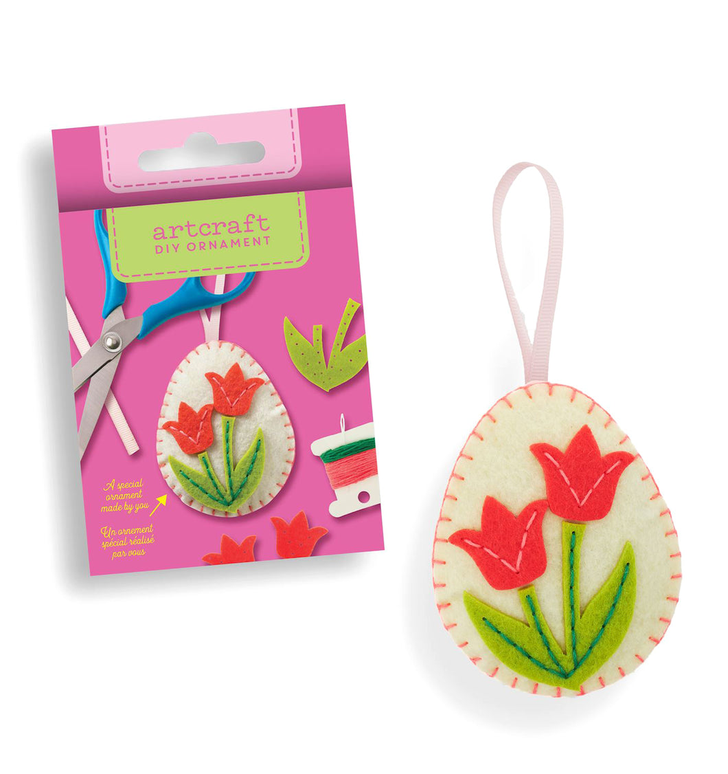 DIY Felt White Egg w/Tulips Ornament Kit