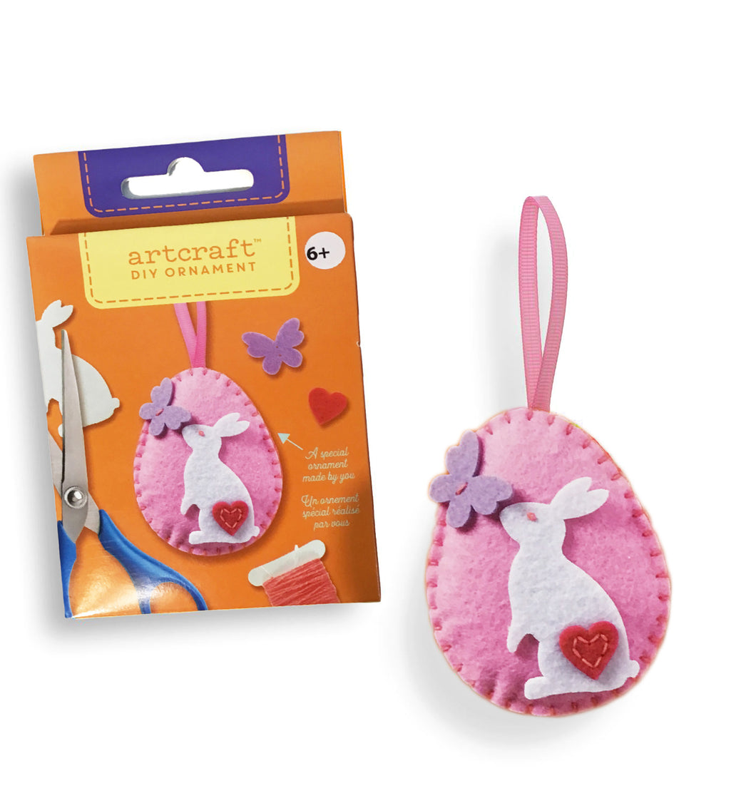 DIY Felt Hot Pink  Egg w/BunnyOrnament Kit