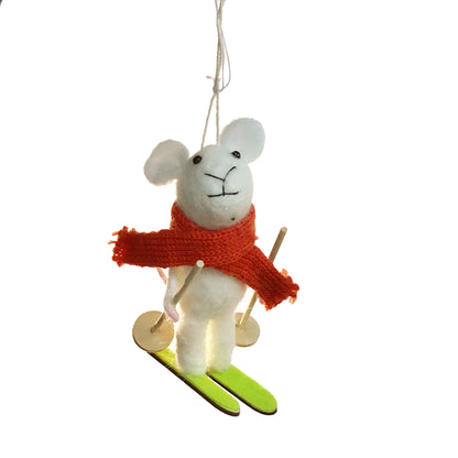 Ornament, Wool Felt Mouse, 4.25in