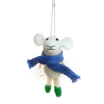 Ornament, Wool Felt Mouse, 4.25in
