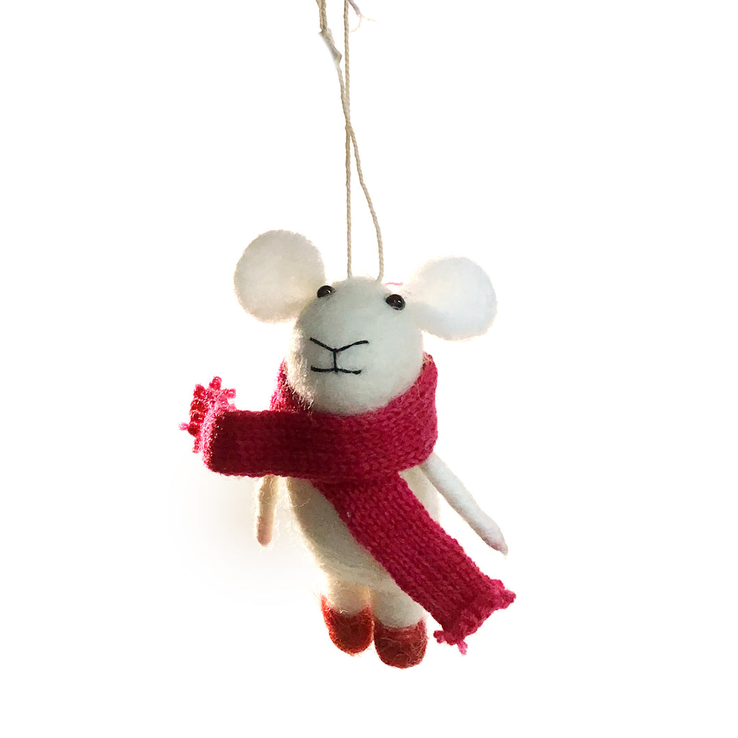 Ornament, Wool Felt Mouse, 4.25in