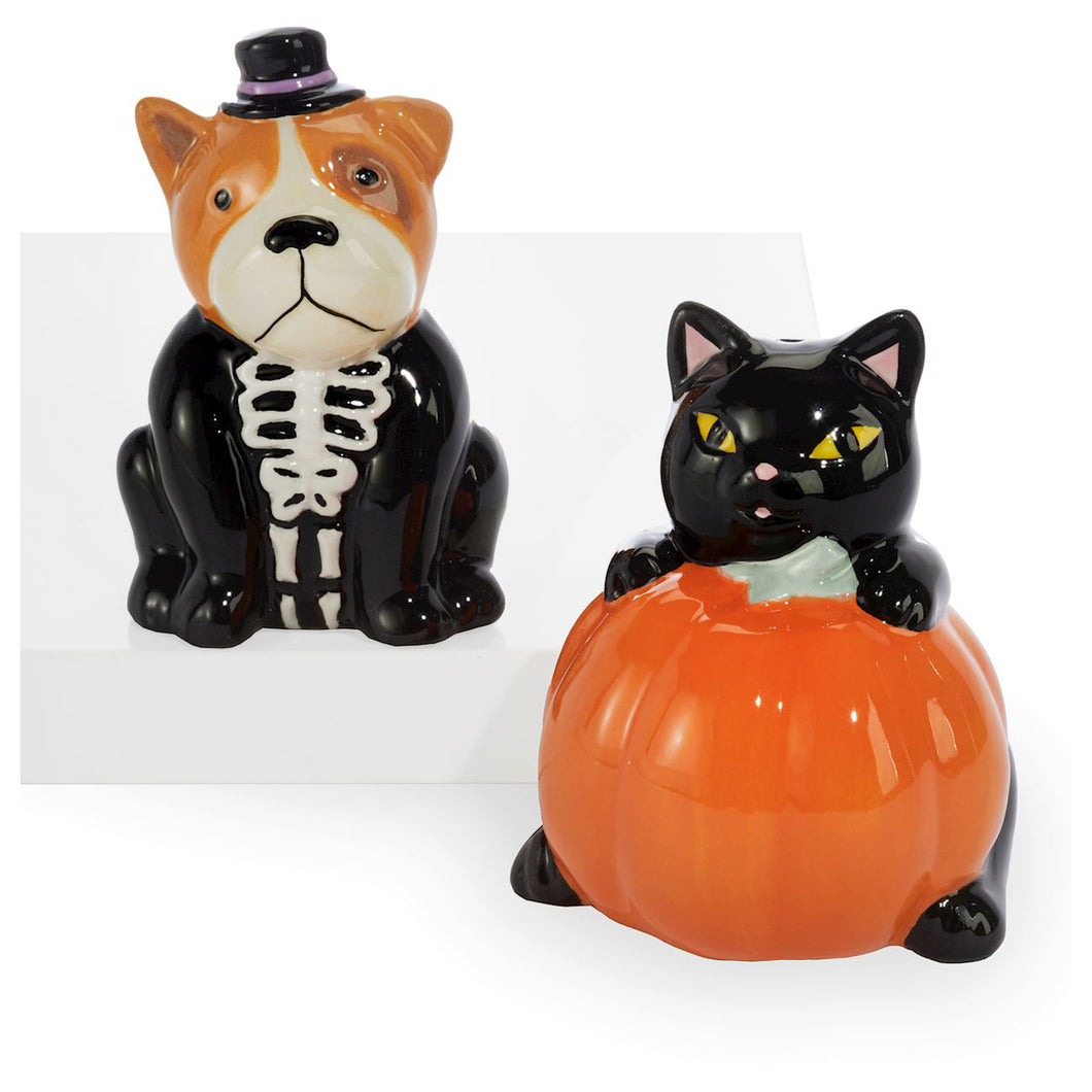 Dog Skeleton, Cat Pumpkin Salt & Pepper Shakers