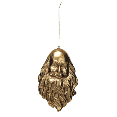 Ornament, Resin Santa, Gold Finish