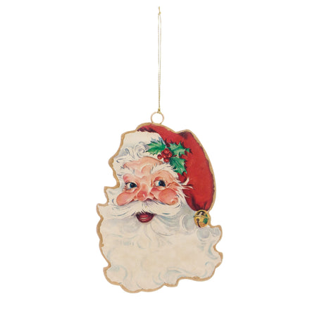 2-SIDED VINTAGE REPRODUCTION METAL SANTA ORNAMENT