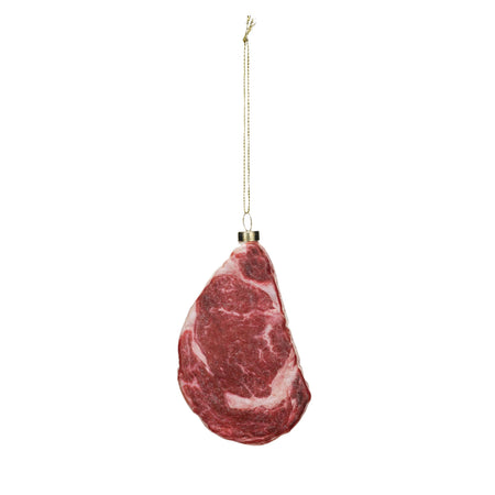 Ornament, Glass Rib eye steak w Glitter