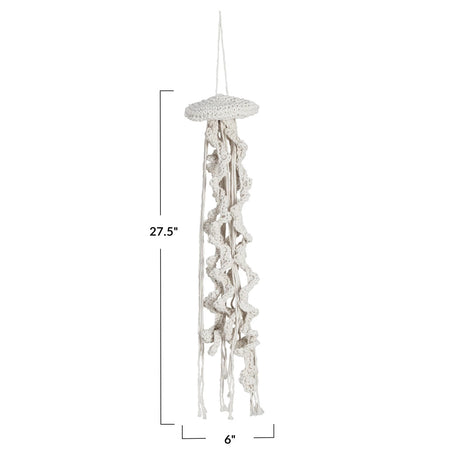 COTTON MACRAME JELLYFISH ORNAMENT; NATUR