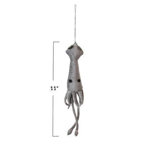 Cotton Velvet Squid Ornament; Grey