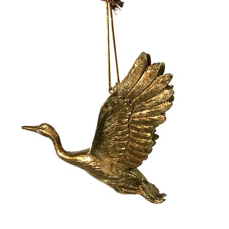 Resin Flying Bird Ornament; Gold Finish; 4 sty