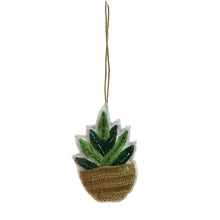 Load image into Gallery viewer, Cotton &amp; Glass Beaded Potted Plant Ornament w/ Emb
