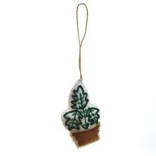 Load image into Gallery viewer, Cotton &amp; Glass Beaded Potted Plant Ornament w/ Emb
