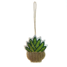 Load image into Gallery viewer, Cotton &amp; Glass Beaded Potted Plant Ornament w/ Emb
