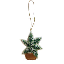 Load image into Gallery viewer, Cotton &amp; Glass Beaded Potted Plant Ornament w/ Emb
