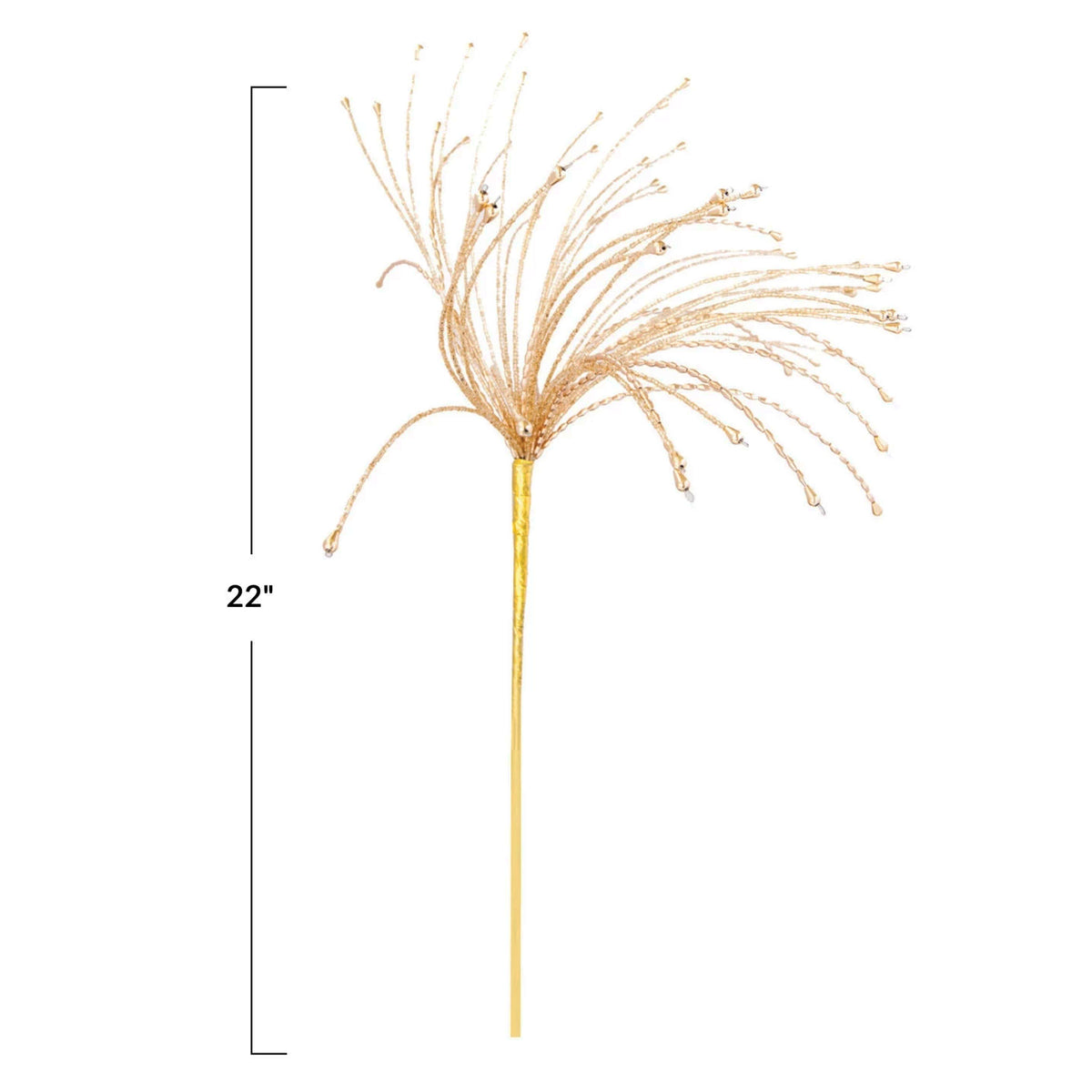 22" H Metal & Glass beaded Spray; Gold Finish
