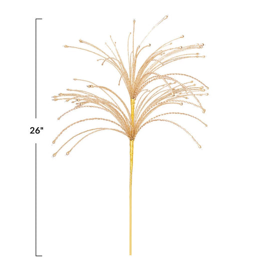 26" H Metal & Glass beaded Spray; Gold Finish