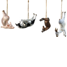 Load image into Gallery viewer, Glass &amp; Resin Farm Animals in Yoga Pose Ornaments
